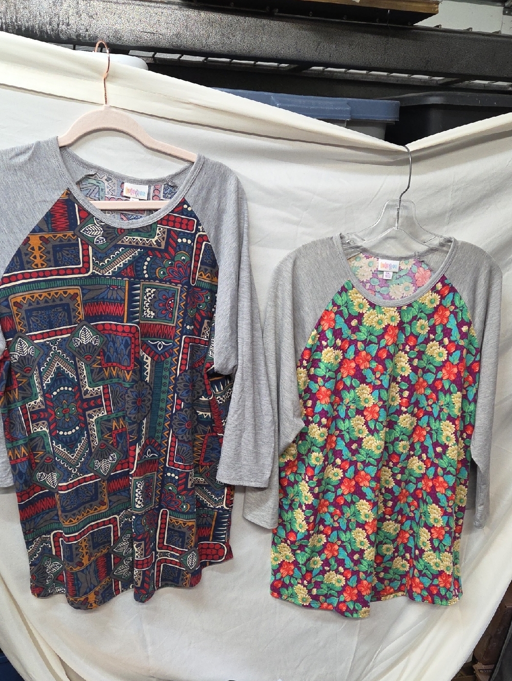 2 LuLaRoe Tees in Floral And Geometric Design - 2XL